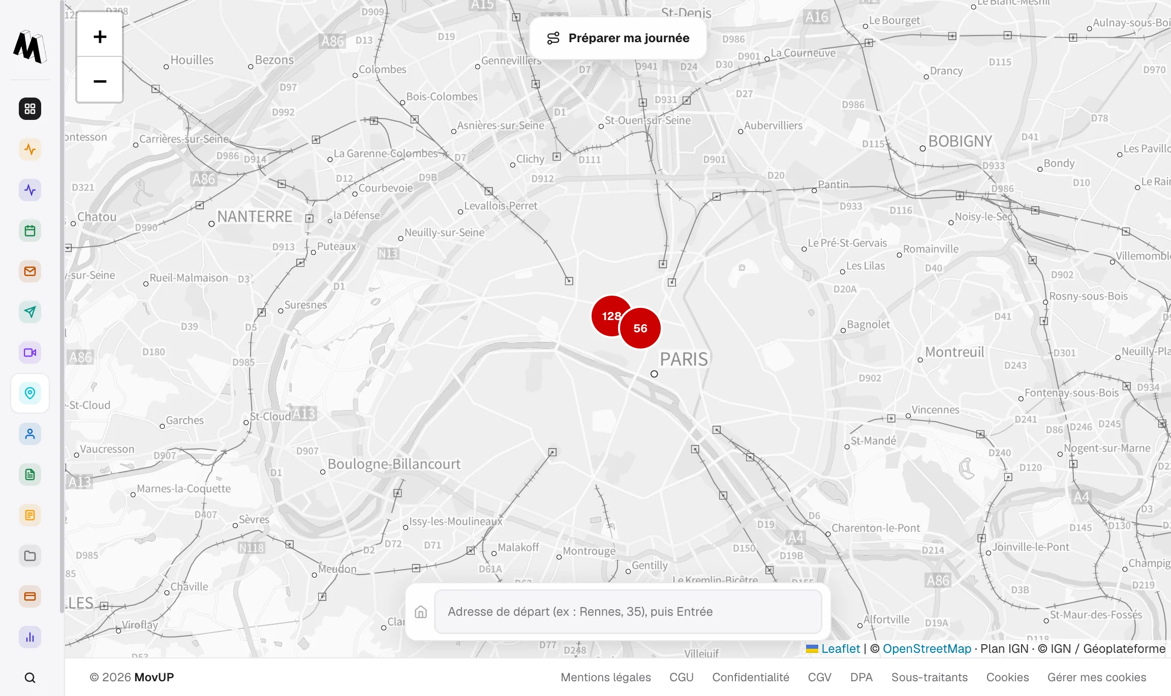 Capture de l’écran Carte de MovUP